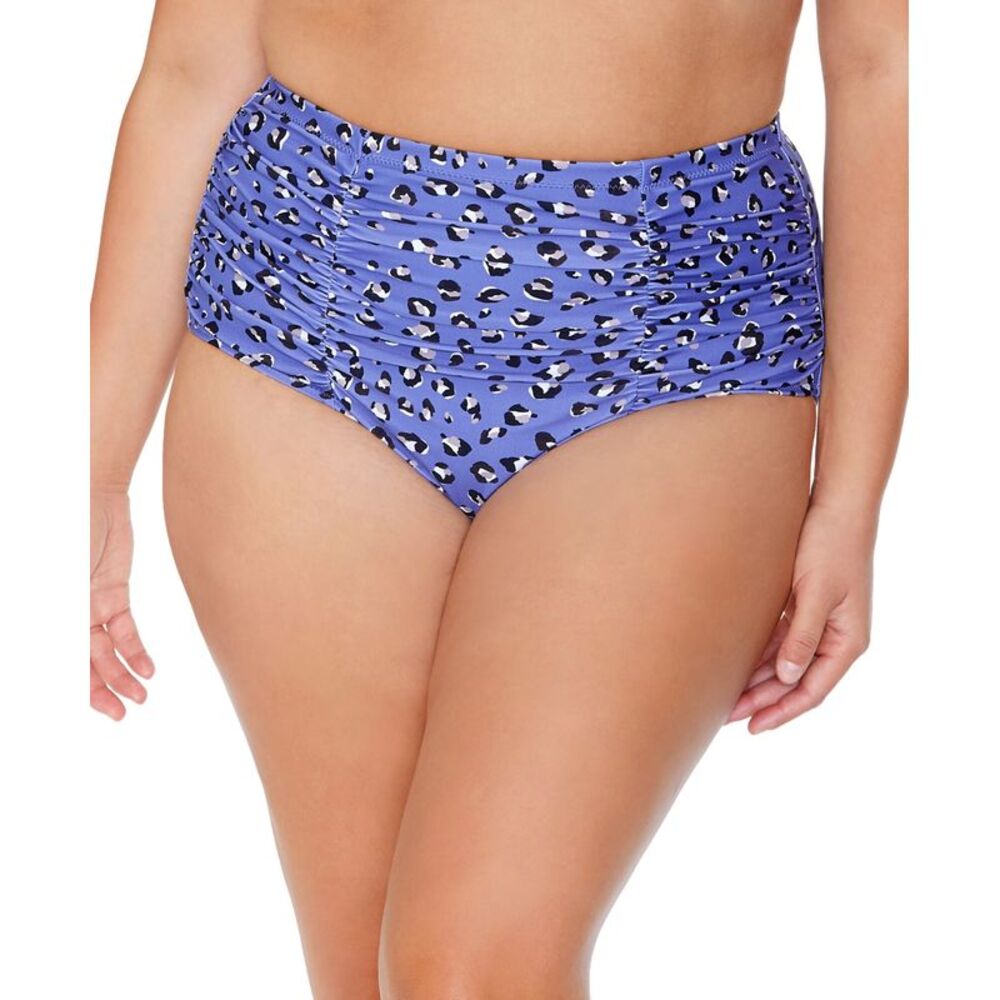 Raisins Curve Plus Size Costa High-rise Bikini Bottoms In Grey 14W